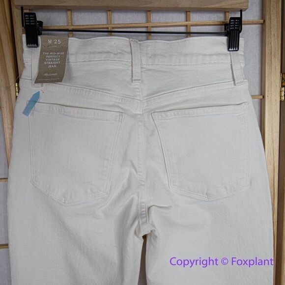NEW Madewell Mid-Rise Perfect Vintage Straight Jean in Tile White, 25 - Picture 11 of 16